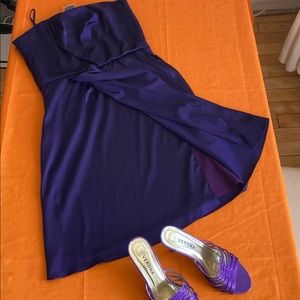 Sexy purple satin mini dress corset top size small